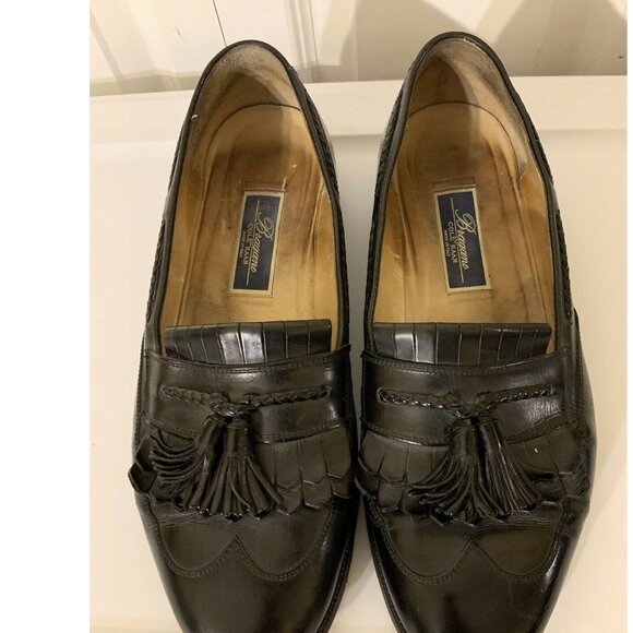 Cole Haan‎ Bragano Mens Sz 12D Black Leather Slip On Tasseled Kiltie Made Italy - Picture 1 of 12